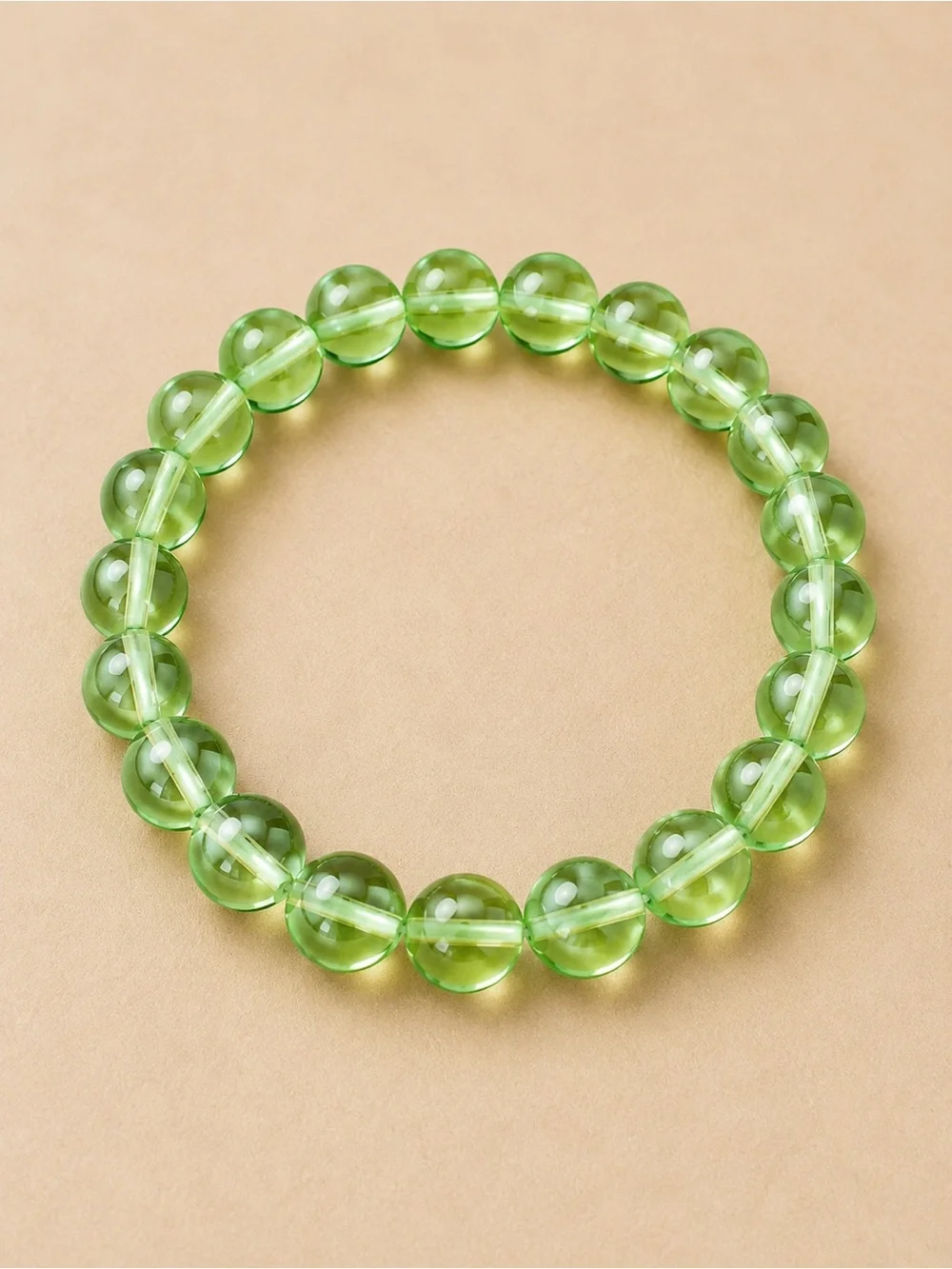 Green Glass Bead Stretch Bracelet - Women Jewelry